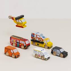 Drewniane służby ratunkowe zestaw, samochody zabawka dla dzieci, Le Toy Van