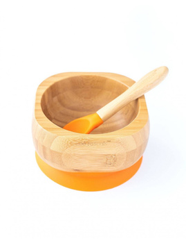 ECO RASCALS Miseczka bambus głęboka z i łyżeczką POMARAŃCZOWA