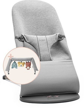 BABYBJORN - leżaczek BLISS 3D Jersey - Jasny Szary + Zabawka BALANCE - Soft Friends