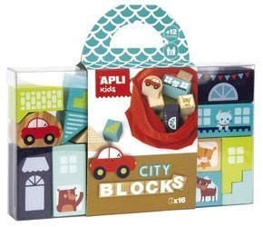 Apli Kids Drewniane klocki z woreczkiem Miasto