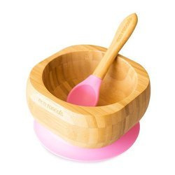 ECO RASCALS Miseczka Bambusowa z przyssawką i łyżeczką różowa