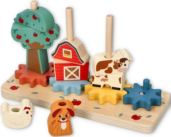 Adam Toys Układanka z kołami zębatymi zakręcona farma