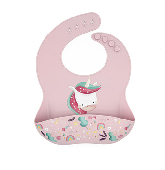 Śliniak silikonowy z kieszonką Jednorożec SASSI