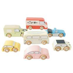 Drewniane samochody vintage zestaw, zabawka dla dzieci, auta Le Toy Van