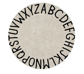 Lorena Canals Dywan bawełniany Round ABC Natural Negro Ø 150 cm