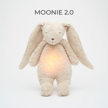 MOONIE Szumiący Króliczek Organic z lampką Sand 2.0